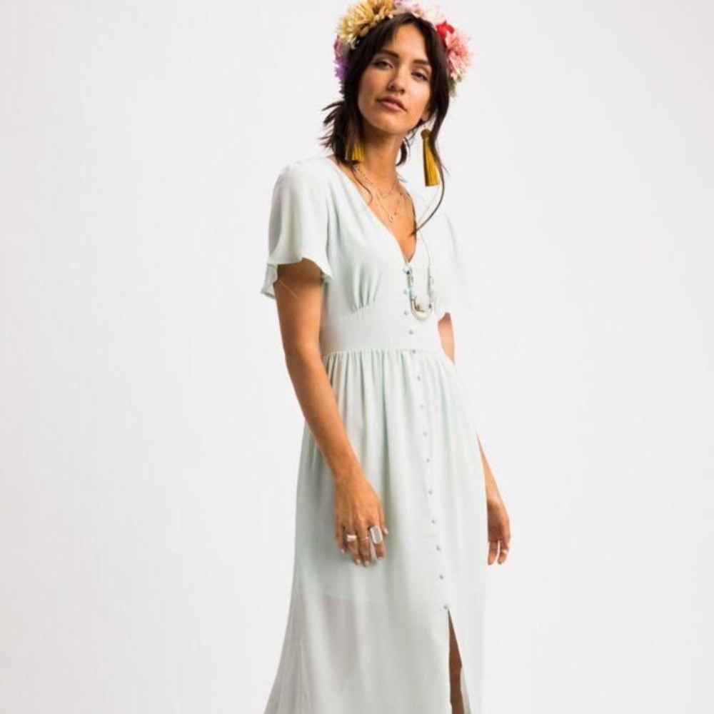 SOLD Boho aqua maxi dress